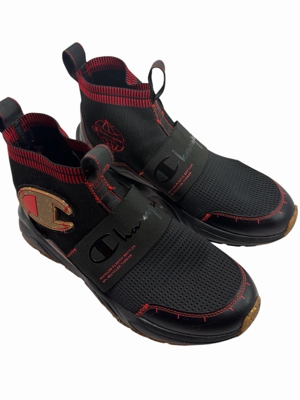 Champion Hyper C RX Mid Black Red Recycled Knit Slip On Shoes Men’s Size 13M
